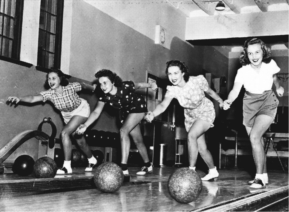 Vintage Woman Bowling